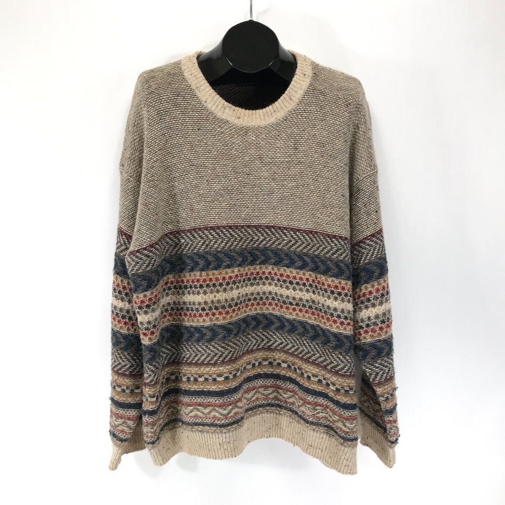 Vintage High Sierra Crew Neck Pullover Sweater Men's XL Chunky Knit Wool Grandpa